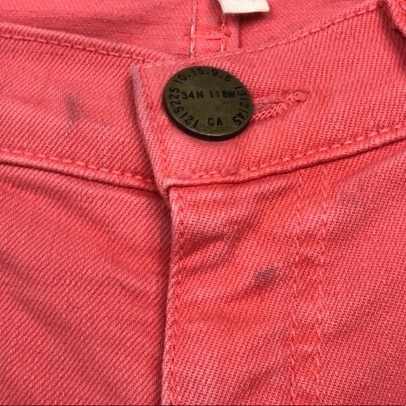 Current Elliott The Stiletto Faded Wagon Coral Red Jeans Skinny Ankle Crop 26 - Picture 15 of 15